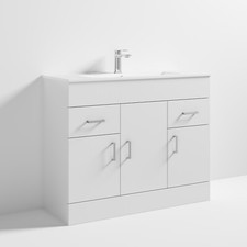 Nuie Eden Floor Standing 3-Door Vanity Unit Basin 2 Gloss White 1000mm Wide