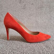 LK Bennett Floret Shoes Red 39.5 UK 6.5 Suede Leather 3.5" Stiletto Heel