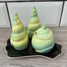 CARLTON WARE SEASHELL SHELL CRUET SALT PEPPER MUSTARD SET