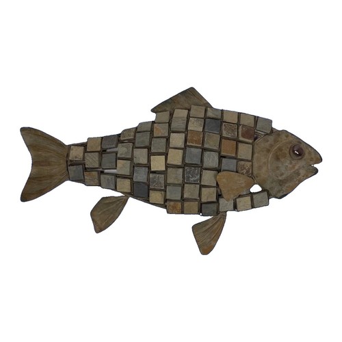 Vintage metal mosaic fish - vintage, wall