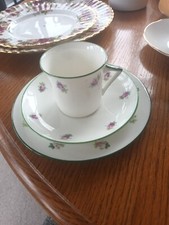 Darling Ditsy Rose. Peacock Pottery. Foley Art China Cup, Saucer, side TRIO