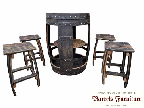 Whiskey barrel bar table with - whiskey,