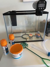 Fish tank (36 x 22 x 29cm) and supplies