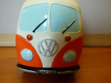 VW CAMPER SPLITSCREEN POTTERY MONEY BOX ORANGE 