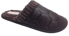 Mens Classic Leather Look Warm Comfy Slip On Mule Slippers Black Tan Brown New 
