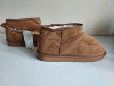 New, George, Tan Faux Fur Lined Slipper Boots, Size 7-8