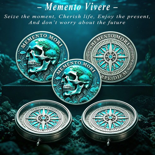 5pcs green skull memento - 3d,