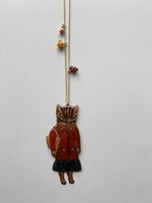 Les Nereides N2 x Nathalie Lete Cat Necklace Long Chain Large Pendant