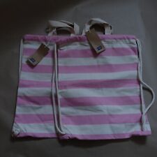 2x Westford Mill Nautical Cotton Gymsac Grocery Shopping Beach Bag Pink