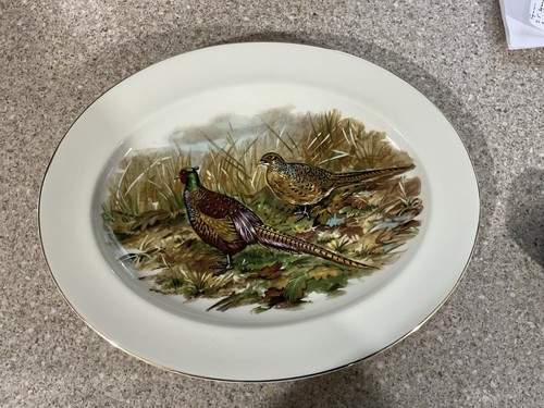 Pheasant oval decorative plate - decorative,