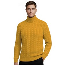 Mens High Polo Neck Cable