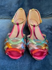 metalic rainbow wedge sandals