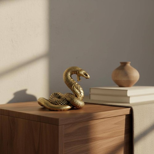 Brass snake statue collectible - snake,