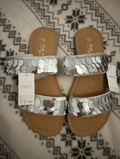 Girls Sandals. Next Size 13. New With Tags. Flat With Silver Sequin Design