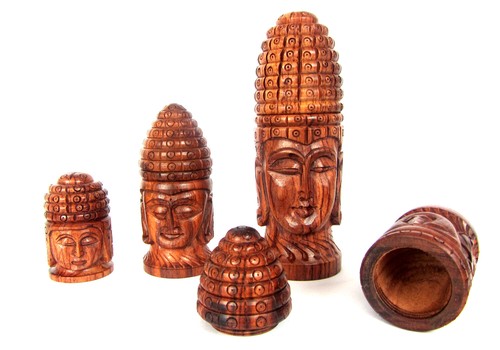 Wooden buddha statue stash - wooden,