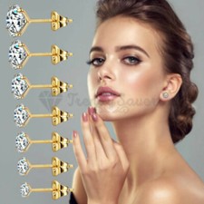 2-8MM 14ct Gold Plated Swarovski Crystals Ear Stud Earrings 925 Sterling Silver