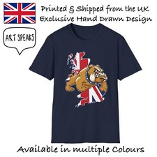 British BullDog Retro T-Shirt Men Unisex Patriotic Union Jack England Flag UK 