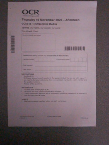 Ocr citizenship gcse - exam, past