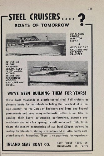 1956 print inland seas - 1956, boat