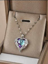 Heart crystal pendant silver - heart,