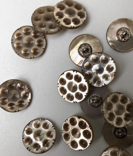 Vintage buttons brown carved - vintage,