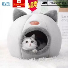 Pet Cat Kitten Dog Beds Igloo Fleece Bed Pyramid Cozy Washable Warm House Cave