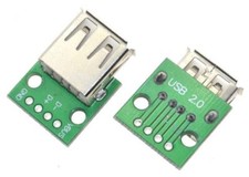 2 x USB Type A Female Socket Breakout Board 2.54mm Pitch DIP Adapter UK