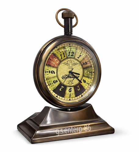 Antique brass desk clock - antique,