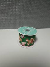 Gingerbread Fabric Wired Christmas Ribbon - 5.8 Metre Approx