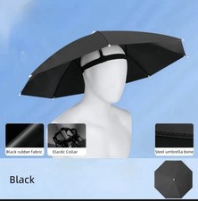 1pc Adjustable Head-Mounted Umbrella Hat for Fishing Camping & Gardening Black