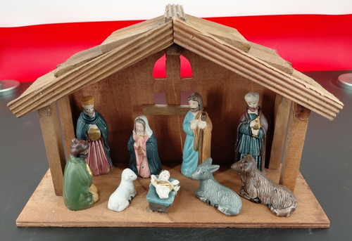 Vintage nativity set wood - vintage,