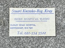Rare Reggie Kray Business Card