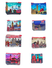 PVC zip Coin Bag Purse Make Up London Britain Landmark Souvenir Big Ben Red Bus