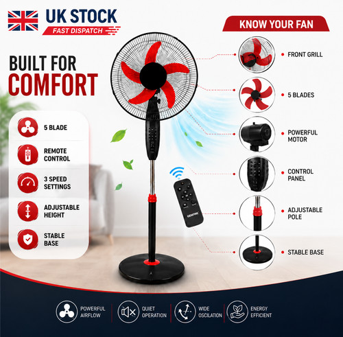 Oscillating pedestal fan - 16",