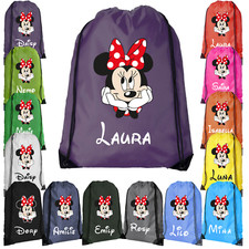 Personalised Minnie Mouse Drawstring Bag – Custom Name PE Gym School Gift Girls