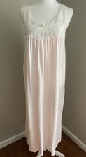 Vintage Christian Dior Long Nightgown M/L Pale Pink Sleeveless Cottage Feminine