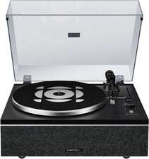 Vinyl Record Player with Bluetooth Input/Output, All-in-One Vintage Turntable