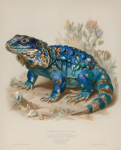 Blue iguana botanical specimen - blue,