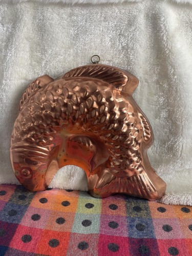 Copper tin lined fish mold - tin,