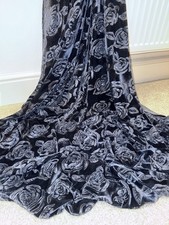 1 Meter Grey Roses Embossed
