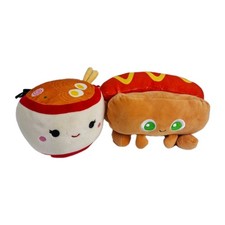 Plush Toy Pair – Squishmallows Ramen Bowl + Squishy Paws Hotdog – Food Plushies