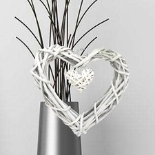 Beige Wicker Heart Hanging