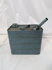 Vintage Metal Petrol / Oil Can with Nozzle & Screw Lid Blue