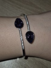 Swarovski Crystal Purple Drop Shaped Hinged Bangle from Warren James