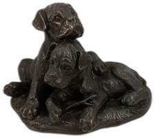 Vintage Boxer Dog Puppies M18107 Cold Cast Bronze Resin figurine.