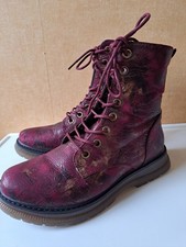 Cipriata Annetta Boots- Womens Burgundy Gold Lace Up Military Ankle Boots