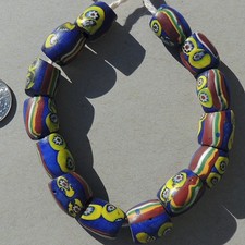 14 old antique oval venetian millefiori african trade beads #4996
