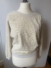 Zara Trafaluc Ivory Cream Faux Fur Jumper Size M 12-14