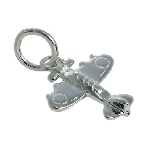 Sterling silver spitfire plane - silver,