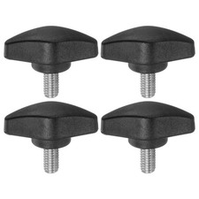 4pcs M6 x 12mm Male Thread Tee Wing Knobs Thumb Screw Clamping Knobs Grip Black